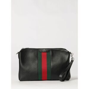 Gucci Men Gucci Smooth Leather Crossbody Bag With Web Detail